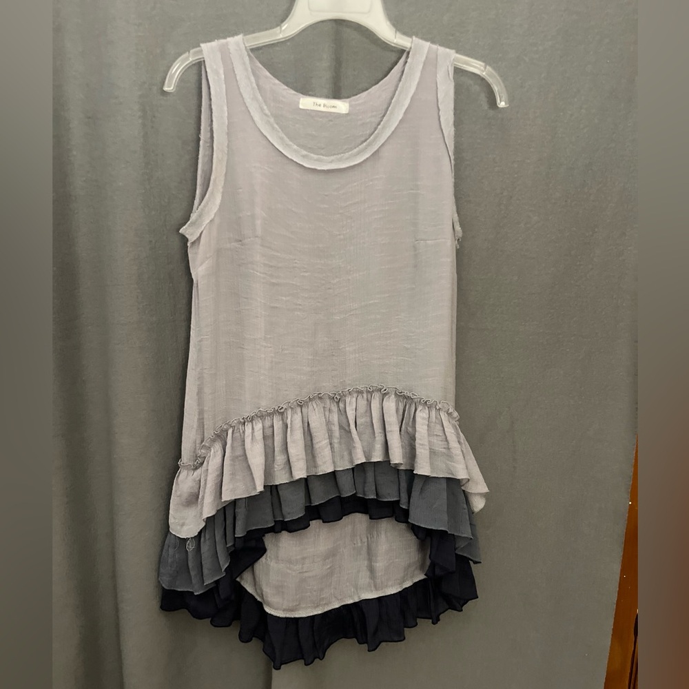 The Bloom Layered Gray Sleeveless Top